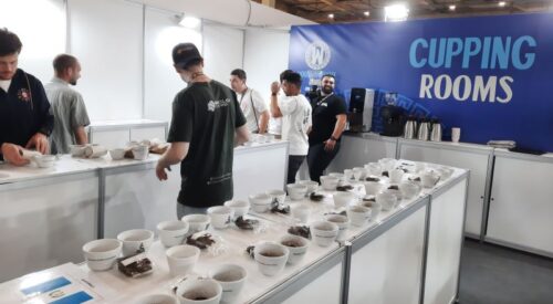 Cupping room at World of Coffee Athens 2023