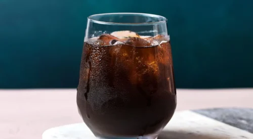 Cold brew coffee in a glass with ice
