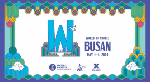 SCA Word of Coffee Busan logo and promotional graphic